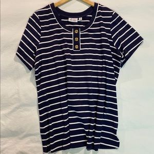 Denim & Co. Scoop Neck Sailor Tee Shirt
